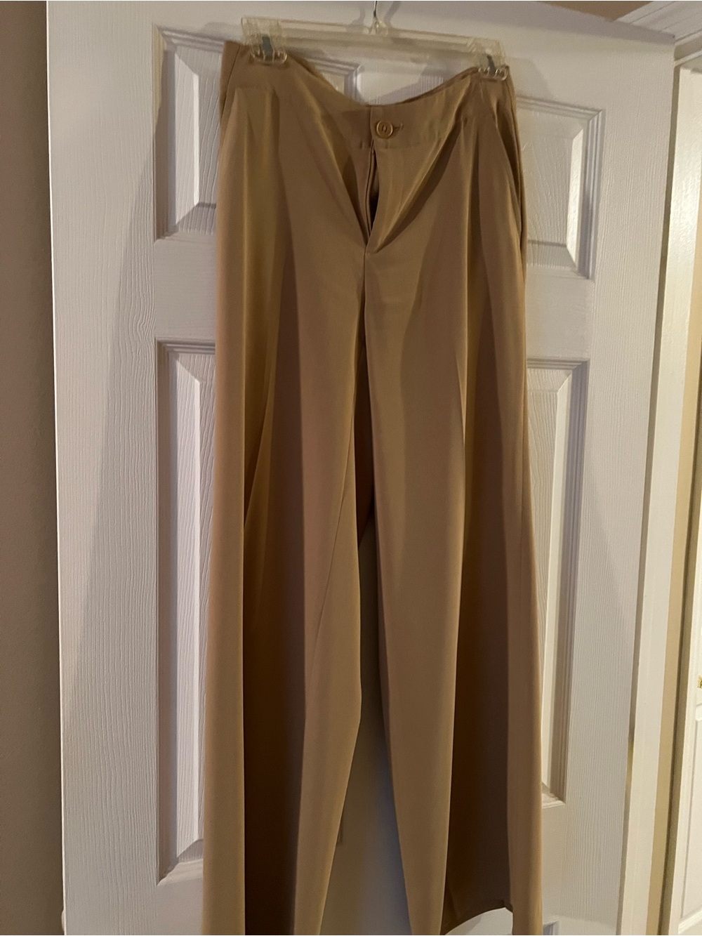 Ralph Lauren Wide-Leg Tan Pleated Dress Pants